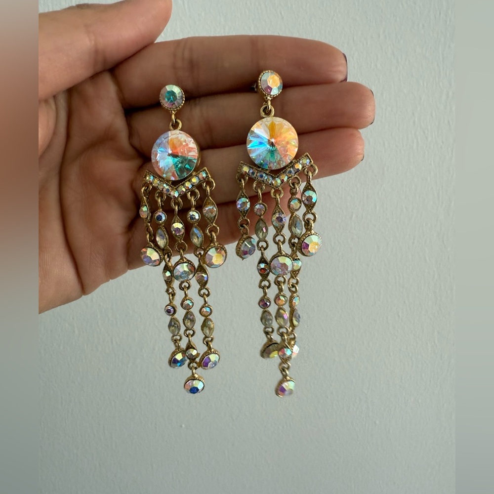 Iridescent Gold Chandelier Earrings